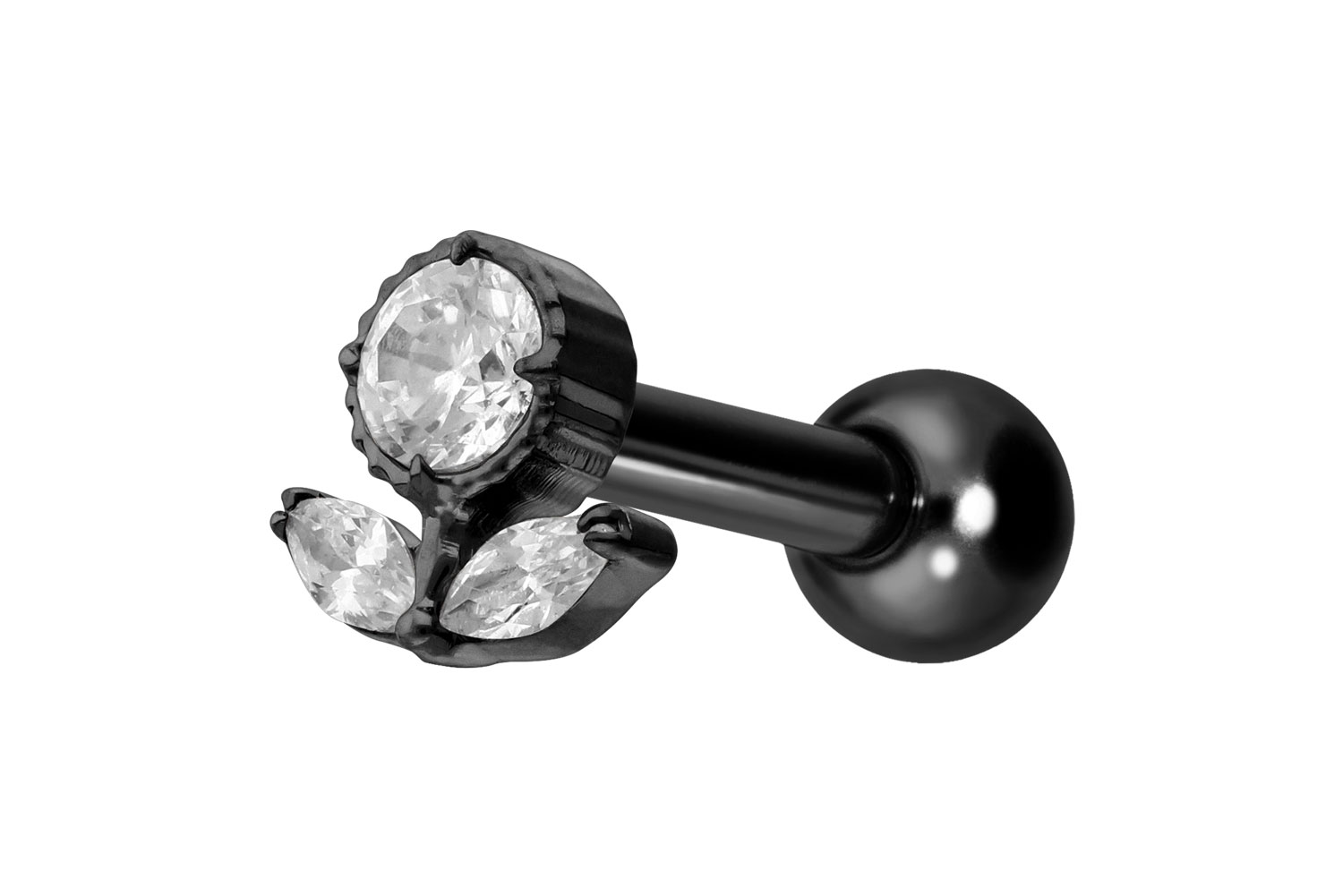 Titan Ohrpiercing mit Innengewinde KRISTALLBLUME